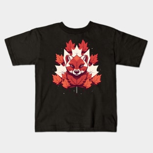 Cougar Cat with Maple leafs Canada Flag Kids T-Shirt